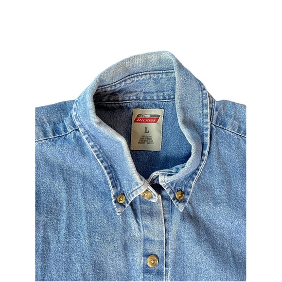 Vintage Dickies Oversized Jean Button Down Shirt Size Large - Picture 9 of 12